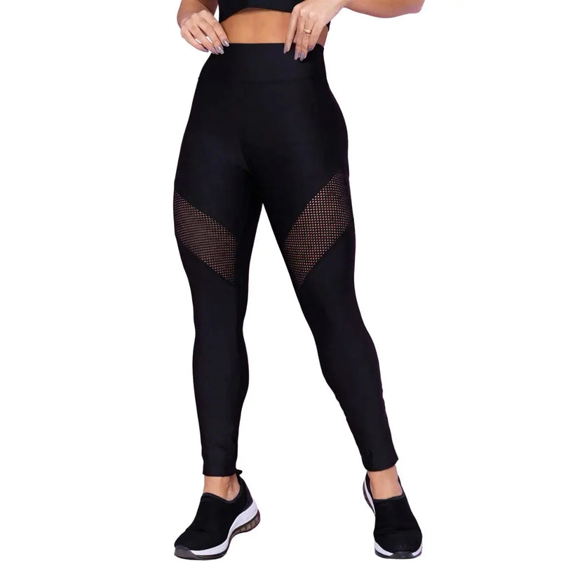 Calça Legging Com Detalhe Arrastão Leg Treino Academia