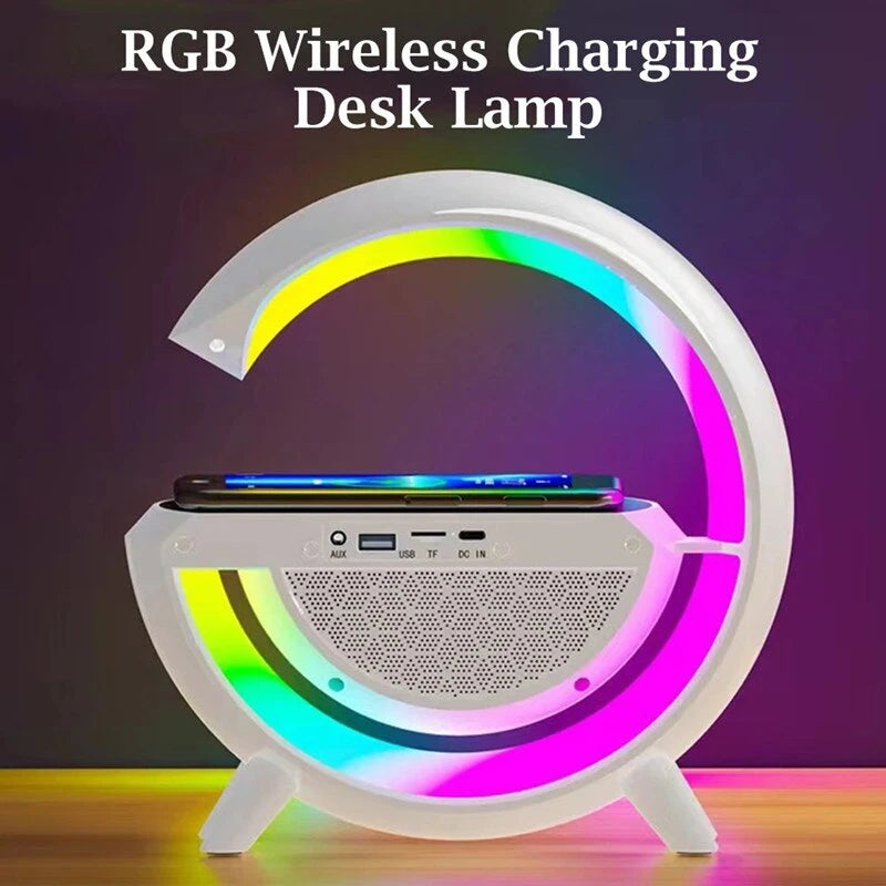 Carregador sem fio multifuncional Stand Pad com alto-falante TF RGB Night Light Estação de carregamento rápido para iPhone 11 12 13 1