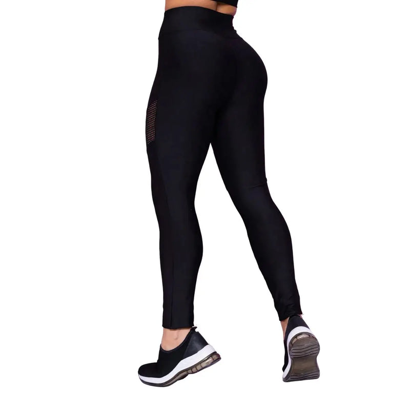 Calça Legging Com Detalhe Arrastão Leg Treino Academia