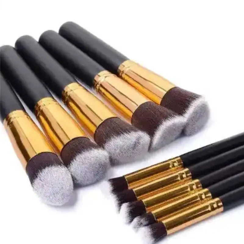 Kit de Pincéis de Maquiagem Preto 10 Pincéis Profissionais Kabuki Contour Smoke PRONTA ENTREGA