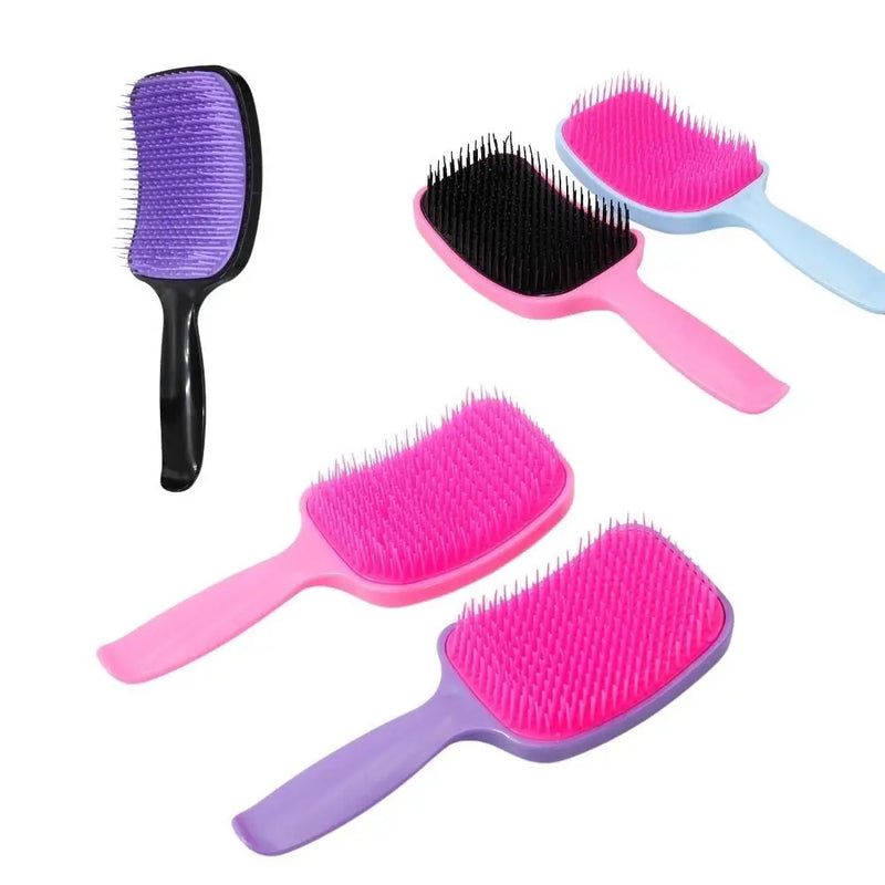 Kit de escova de cabelo com 3 raquetes flexíveis acolchoadas