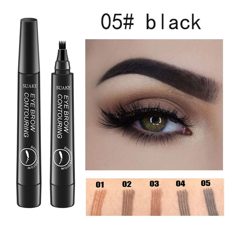 Waterproof Natural Eyebrow Pen Four-claw Eye Brow Tint Makeup three Colors Eyebrow Pencil Brown Black Grey Brush Cosmetics