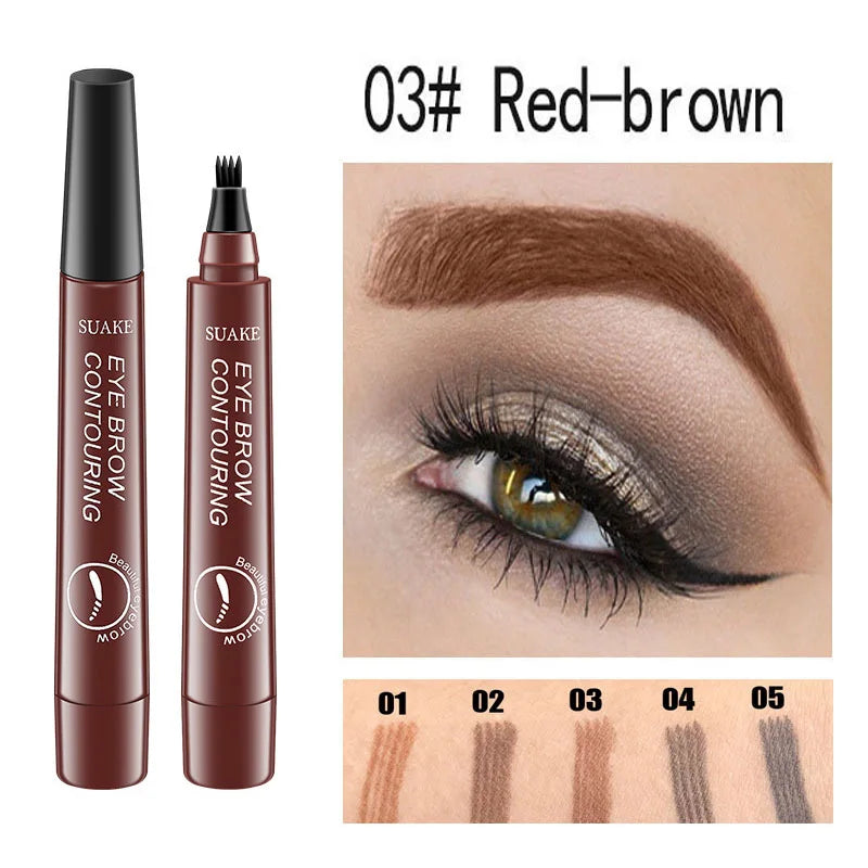 Waterproof Natural Eyebrow Pen Four-claw Eye Brow Tint Makeup three Colors Eyebrow Pencil Brown Black Grey Brush Cosmetics