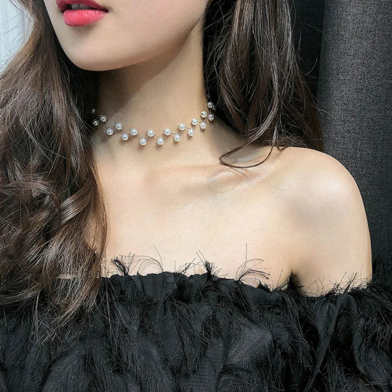 Trendy Pearl Necklace Korean Fashion Jewelry for Women Neck Chain  Choker Collar Accessories Gift Short Necklace Chain Female