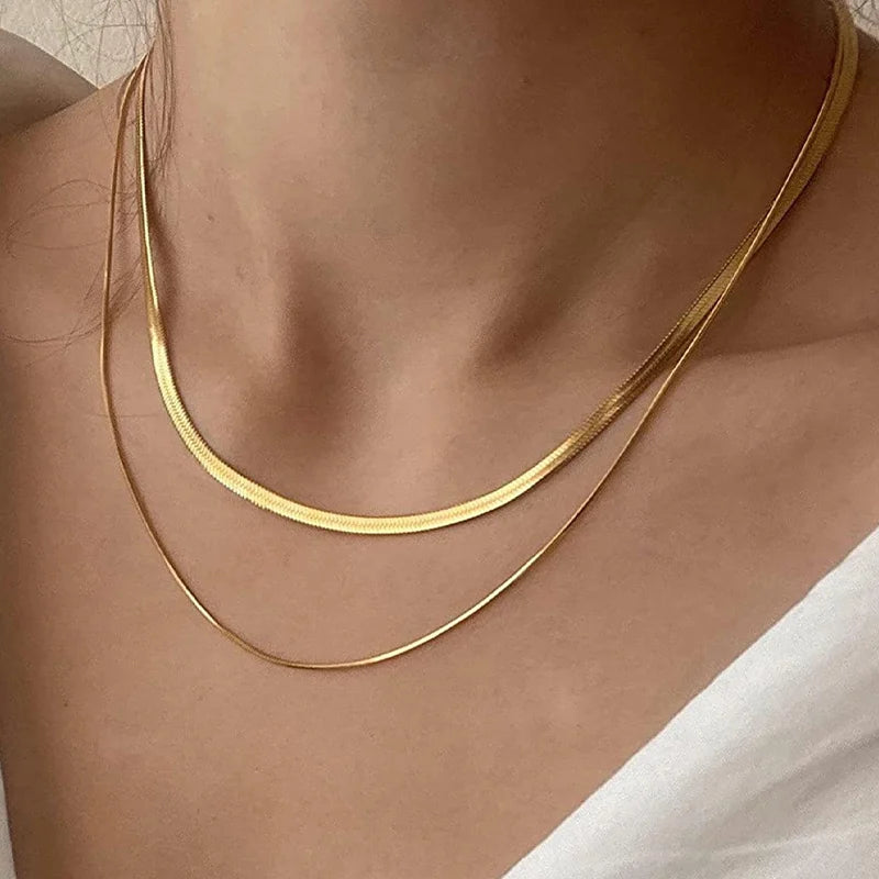 Simple Creative V-shaped Necklace For Women Flat Snake Chain Choker Fashion Blade Chains Neck Accessories Jewelry Gift