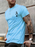 Summer Men's New Casual Loose Fit Large A Letter Print Round Neck Short Sleeved T-shirt clothing Comfort Plus Size