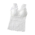 Sexy Women's Tanks Top See-through Pads Beauty Back Thin Bra Vest Sweet Lace Stitching Casual Underwear Top