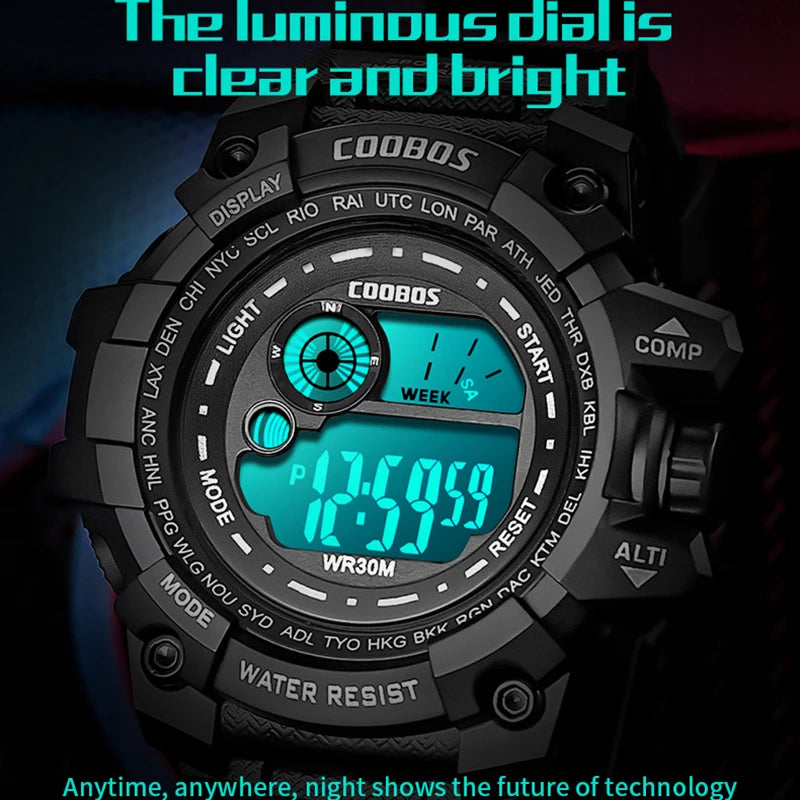 Waterproof Sport Men Watches 2024 Luxury Luminous  Silicone Strap Military Wristwatch Man Calendar LED Digital Male Watch Hombre