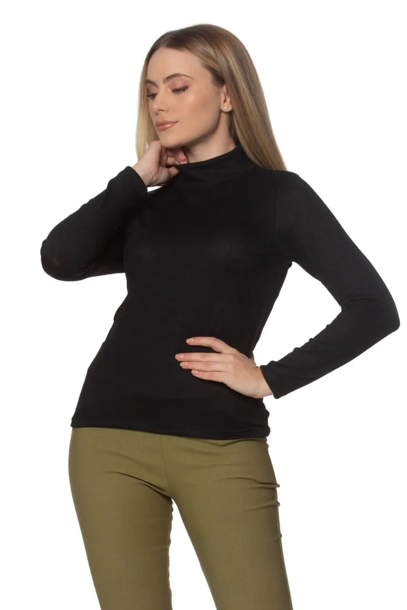 Black Lanzinha Basic High Sleeve Long Blouse