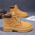 Retro Casual High Top Boots for Men Winter Chunky Rhubarb Boots Men's Motorcycle Ankle Boots Lace-Up Work Footwear Botas Hombre