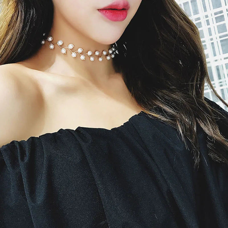 Trendy Pearl Necklace Korean Fashion Jewelry for Women Neck Chain  Choker Collar Accessories Gift Short Necklace Chain Female