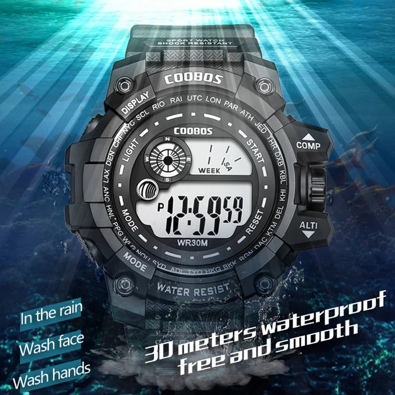 Waterproof Sport Men Watches 2024 Luxury Luminous  Silicone Strap Military Wristwatch Man Calendar LED Digital Male Watch Hombre