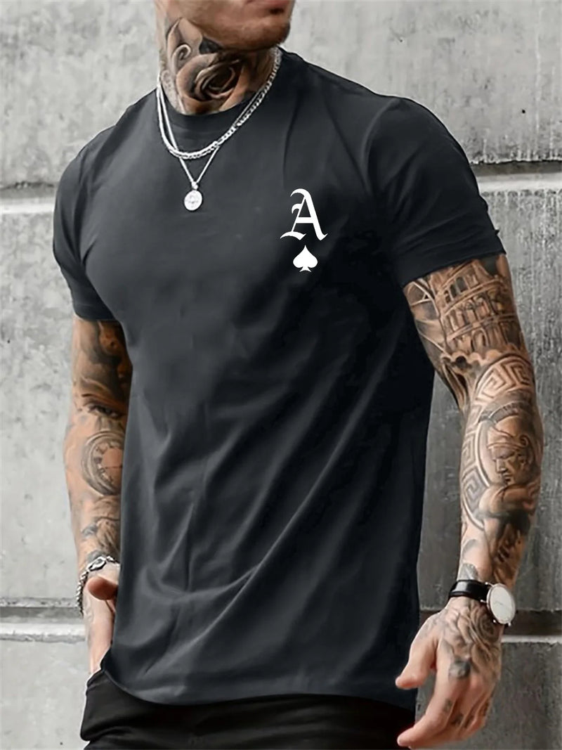 Summer Men's New Casual Loose Fit Large A Letter Print Round Neck Short Sleeved T-shirt clothing Comfort Plus Size