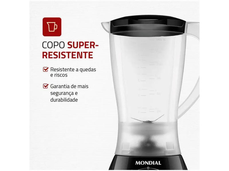 -550-W Black Mondial Easy Power Blender 2 Speeds 550W - 110VL