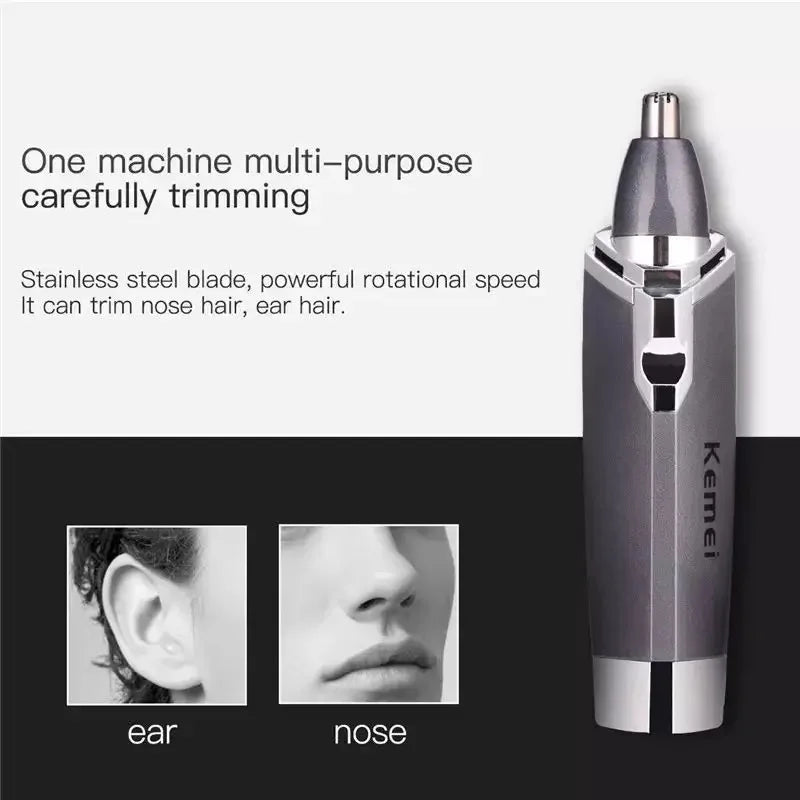 Aparador portátil do cabelo do nariz dos homens enxaguar limpo KM-6512 nose hair shaver recarregável depilador da sobrancelha