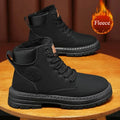 Retro Casual High Top Boots for Men Winter Chunky Rhubarb Boots Men's Motorcycle Ankle Boots Lace-Up Work Footwear Botas Hombre